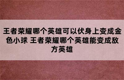 王者荣耀哪个英雄可以伏身上变成金色小球 王者荣耀哪个英雄能变成敌方英雄